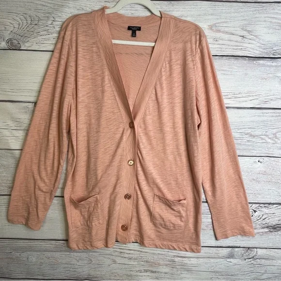 Talbots Peach Cardigan Size XL V-Neck Lightweight Cotton BOHO Grandpacore - Picture 1 of 12